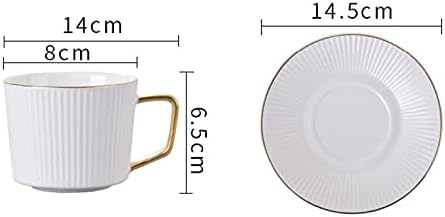 Dodouna Nordic Ceramic Striped Coffee Cup com pires de pires de leite criativo café