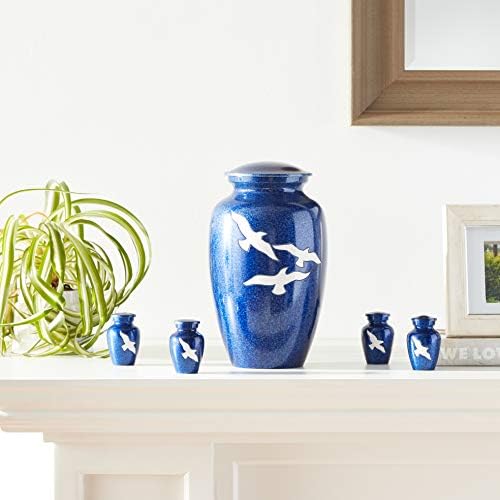 Urnsdirect2u em casa adulto de quatro fichas decorativas, azul