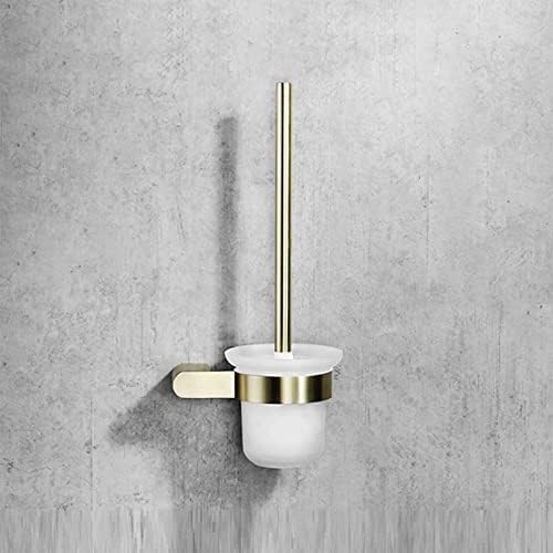 Pincel de vaso sanitário de pulso, acessórios de banheiro dourado escovado, suporte de escova de vaso sanitário montado na parede