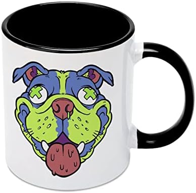 Colorido cão cabeça caneca cerâmica criativa preta interna xícara de café alça durável canecas exclusivas presentes