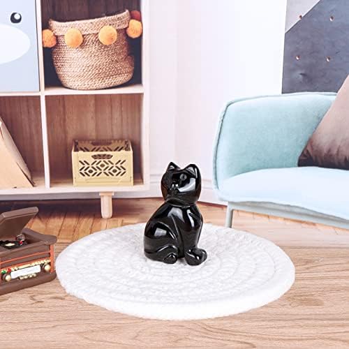 HXSWKK 2 Black Obsidian Crystal Cat Fture Sculpture Sculpture Kitten Animal Cura Cristais de cura