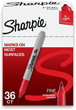 Marcadores permanentes de Sharpie, ponto fino, vermelho, 36 contagem e Sharpie S-Gel, canetas de gel, ponto médio, caneta em gel de tinta preta, 12 contagem e marcadores permanentes da Sharpie, ponto fino, preto, 36 contagem