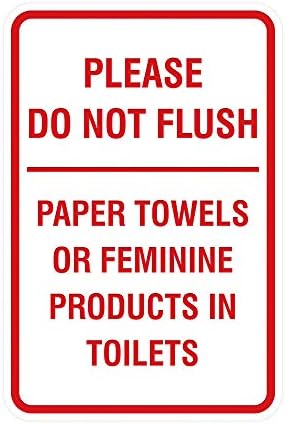 Sinais Bylita Retrato redondo Por favor, não descarregue toalhas de papel ou produtos femininos em banheiros sinal