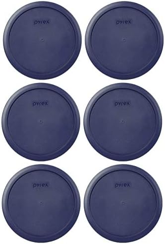 Pyrex 7402 -PC 6/7 xícara de tampa de armazenamento de alimentos de plástico redondo azul, fabricado nos EUA - 4 pacote