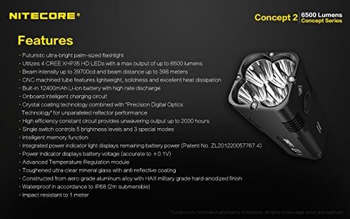 NITECORE CONCECT 2 Lanterna/Pesquisa -6500 Lumens -Built-In 12400mAh Bateria de íons de lítio com VCL10 Adaptador de carro