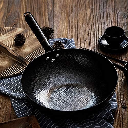 Shypt ferro wok pan de ferro fundido não revestido uso geral para fogão a gás e indução Chinese Wok Cozes de panela de