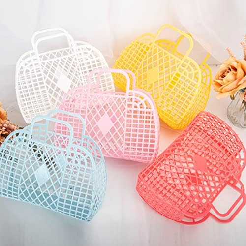 Jelly Tote bolsa de praia bolsa de cesta para garotas familiares correspondentes 6pc Retro respiratury Retro Summer Summer Baby Churche impermeável Armazenamento para a festa Favores de festa de aniversário