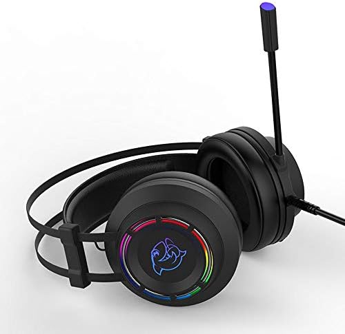 Raxinbang Headset USB Wired 7.1 fone de jogo de som surround, Super Bass com fone de ouvido LED LED de microfone, adequado para laptop