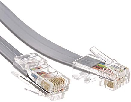 ACL 7 pés RJ45 Male a macho telefonia cabos planos, reverso, cetim de prata, 4 pacote