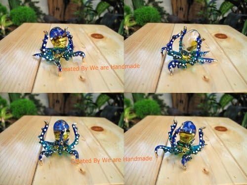 Mini Mini Vidro Blue Octopus sopro de vidro Arte oceano Animal colecionável figuras figuras ornamento