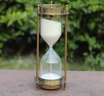 Vintage Marítimo Antigo Brass Timer de areia branca 2 Compass Kitchen Hourglass