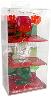 LAMPLOONS NACIONAL Férias de Natal Moose Caneca de 3 peças de vidro de 3 peças Conjunto de vidro