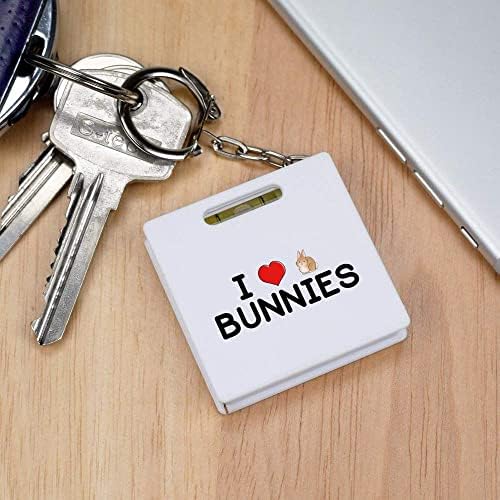 Azeeda 'I Love Bunnies' Keyring Fita Medida/Ferramenta de Nível de Espírito