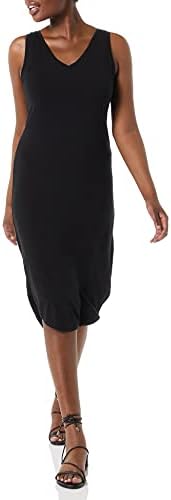 Essentials Women's Jersey Standard-Fit sem mangas Vestido midi decote em V