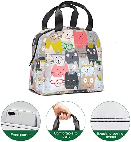 Bola de lancheira de gatos fofos reutilizáveis ​​lanchonete isolável bolsa de cartoon animais de animais de almoço em família