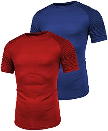 Coofandy Mens 2 pacotes equipados camisetas presas de manga Muscle Workout Shirt Gym Longline Gym Tee