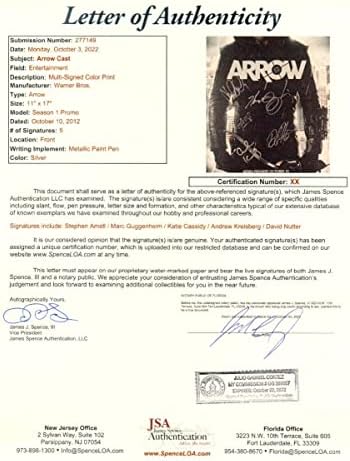 Arrow Multi assinado autografado 11x17 Poster 5 AUTOS AMELL GUGGENHEIM CASSIDY JSA