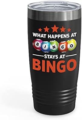 Funny Lucky Bingo O que acontece em Bingo permanece no Bingo Ringneck Tumbler Men, mulheres