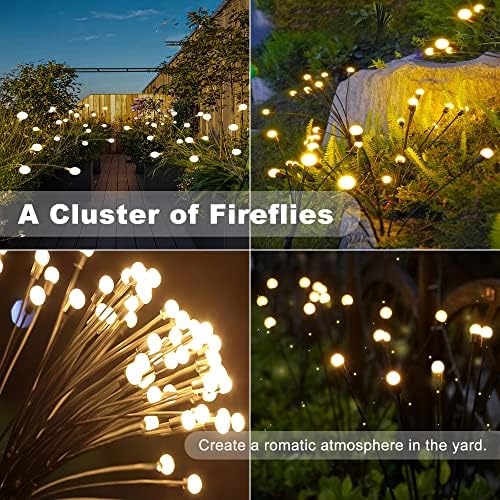 Luzes solares do jardim- novas luzes de balanço solares de LEDs atualizadas, luzes solares de luzes de bombeiros solares à prova d'água e solar luzes externas de luzes vibrantes para o jardim para decoração do caminho do pátio, 4 pacote