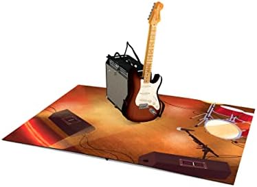 Liif Electric Guitar 3D Greeting Pop Up Card, Cartão de Aniversário de Guitarra Música, Amante da Música, Bass Guitar Card, obrigado,