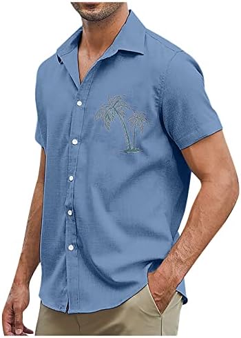 Hawaii Camisa de manga curta curta Casual Casual Guayabera Camisetas de praia soltas Tops de camisa de praia casual tropical