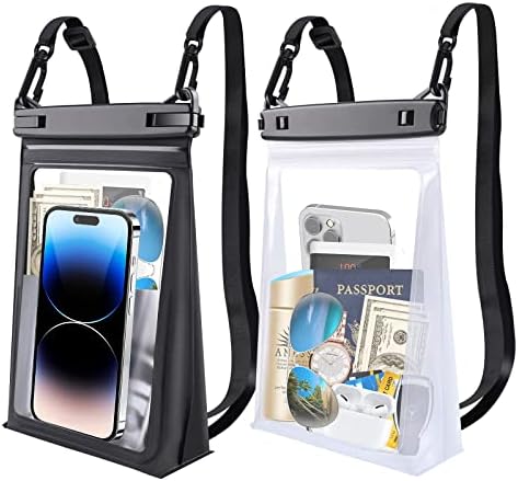 2 Pacote grande bolsa telefônica flutuante à prova d'água [com tira de vedação], pacote capa de bolsa seca para iPhone & Galaxy Todos