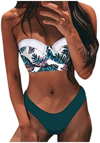 Smallyin Womenwearwarwarwear floral praia de duas peças Push up bikinis feminina sexy bisqui azul