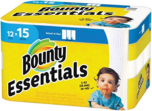 Bounty 75720 Essentials Select-a-Size Toalhas, 2 camadas, 78 folhas/roll, 12 rolos/caixa, 12 contagem