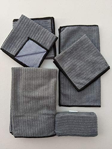 Coleção brilhante Conjunto de cozinha de microfibra 7 PC - Towels de panos de louça Esponja de lavagem de malha - limpadores de lavagem não arranhada