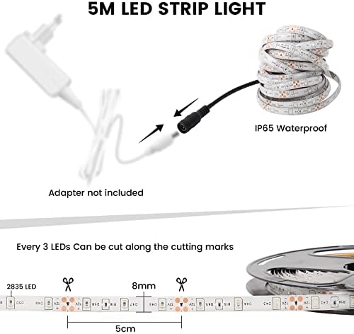 Luzes de tira LED de 12V DRVENPT, iluminação de tira diminuído de 16,4 pés com controle remoto, 300 LEDs Fita à prova