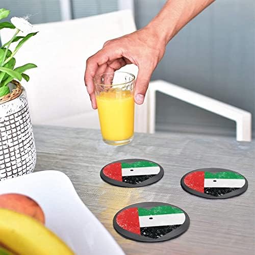 Emirados árabes unidos bandeira de coração retro CD Coasters Decorações engraçadas de tape
