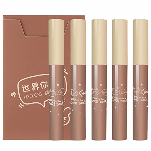 Brilho globo gloss gloss 5pcs Conjunto de batom de esmalte lábio durará muito sem desbotamento de batom duradouro Blow copo