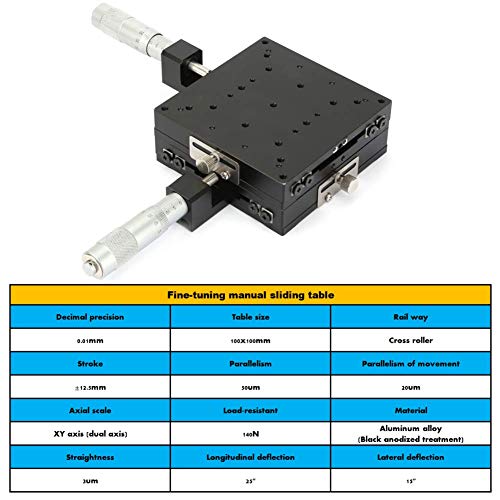 Estágio linear manual xy, mesa deslizante xy manual de 100 mm, plataforma de micrômetro, usinagem de precisão, para