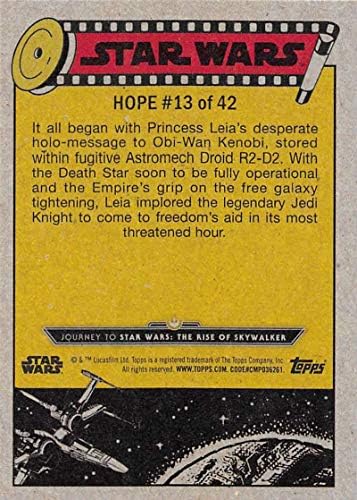 2019 Topps Star Wars Journey to Rise of Skywalker 13 Cartão de negociação de mensagens da princesa Leia