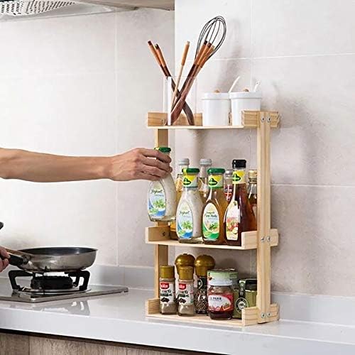 Jahh Pine Spice Rack Caixa de armazenamento de cozinha de rack de rack de rack de rack de rack de categor de rack de rack