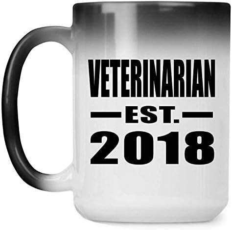 Projeta o veterinário estabelecido est. 2018, 15 onças de coragem de cor de cor de caneca sensível ao calor Magic Cuple