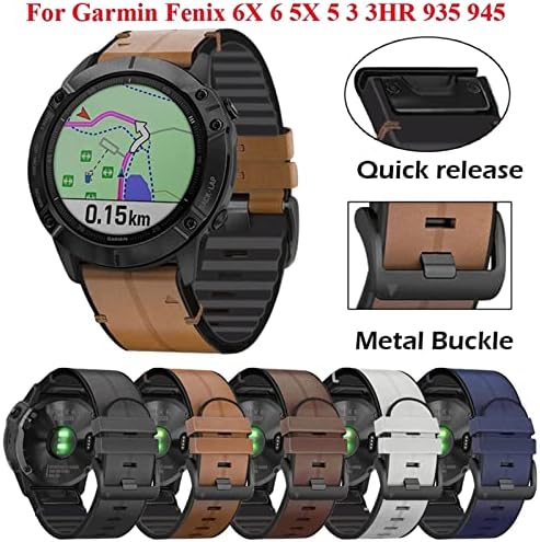 Bandkit Quickfit Watch Strap for Garmin Fenix ​​7 7x 6 6x Pro 5x 5 mais 3HR 935 945 S60 Silicone de couro genuíno Relógio inteligente