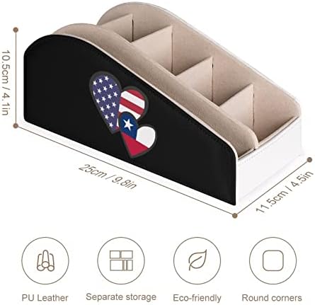 American Hearts American Chile Flag Remote Control titular com 6 Compartamentos PU CAIXA DE Mesa de couro de mesa Caixa de armazenamento para o escritório em casa