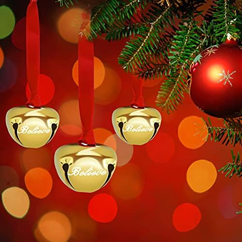 6 peças 1,5 polegadas de Natal acredito que sinos ornamentos decoram decoração de sinos de sinos de Natal para a árvore de presentes