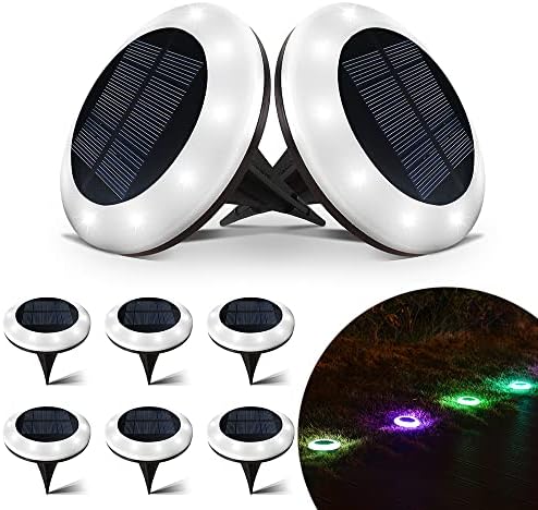 Lamtree 8 pacote 20 lúmens Luzes solares coloridas, luzes solares ao ar livre no Groudn para caminho, pátio, quintal, caminho, gramado e jardim com LEDs de cores e LEDs brancos