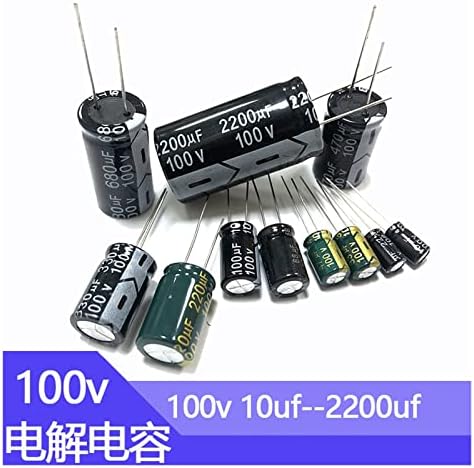 Junniu 100V Capacitores eletrolíticos de alumínio 10UF 22UF 33UF 47UF 68UF 100UF 220UF 330UF 470UF 680UF 1000UF 2200UF 100WV 100VDC