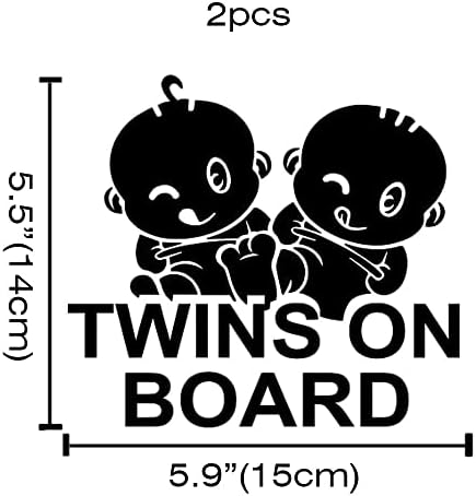 2 PCs gêmeos a bordo do adesivo para carros, adesivo de aviso de segurança infantil reflexivo para janela do carro ou