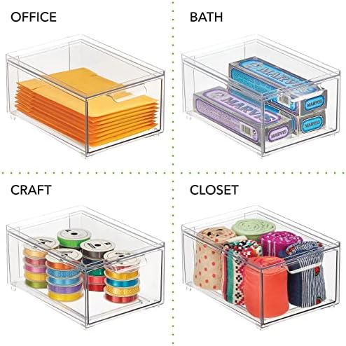 Caixa de recipientes de armazenamento empilhável mdesign com gaveta de tração - empilhando gavetas plásticas caixas para despensa e