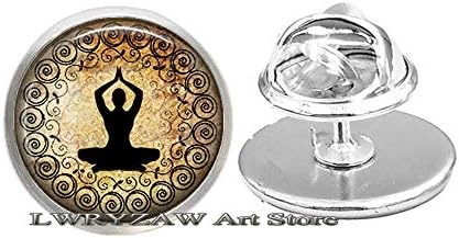 Broche de ioga dourada, Yoga Pin Yoga Jóias Yoga Broche de Jóias de Meditação, Presente de Professor de Aluno de Yoga, M389
