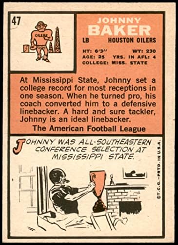 1966 Topps 47 John Baker Houston Oilers ex Oilers Mississippi St St.