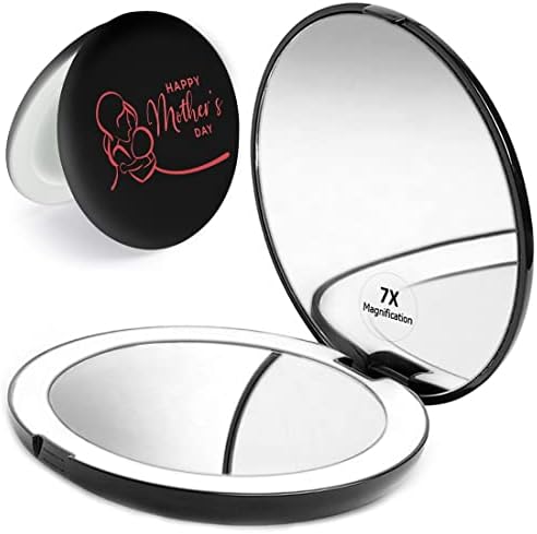 Mirrorvana grande espelho de face sem moldura com suporte e espelho compacto iluminado - pacote de design feliz do dia das mães
