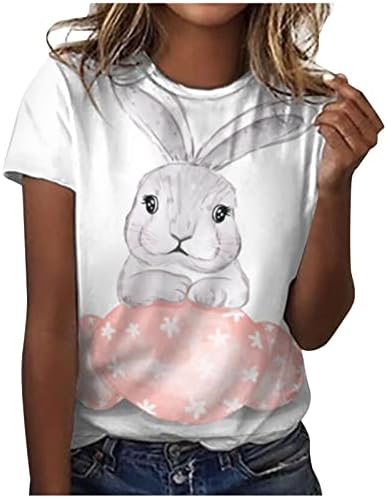 Camisas de Páscoa de Bunny para mulheres Tees casuais de manga curta de verão Top topo de pulôveres confortáveis ​​e confortáveis