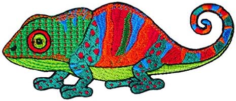 Pó gráfico de pó de ferro colorido ferro em bordado bordado lizard lagarty backpack jean jean jeans wildlife acampamento hippie