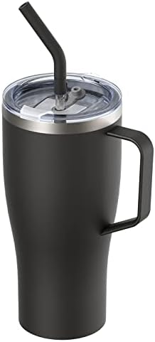 Luxfuel 32 oz Tumbler isolado com alça e palha, mantenha bebidas frias até 12 horas, xícara de viagem de aço inoxidável com tampa,