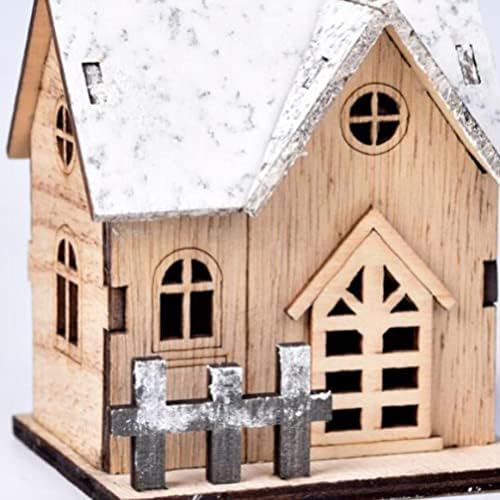 STOBOK 3PCS Christmas Wood Village House Light Up LED Casa de Natal iluminada inacabada Natal Diy Wood Chalet Craft for Xmas